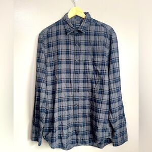 J. Crew factory navy gray classic‎ flannel medium soft gorpcore dadcore basic